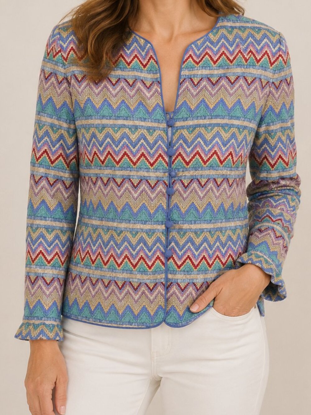 Vintage 100% Silk Adrianna Papell Women's 90s Colorful Abstract Blazer Jacket 16